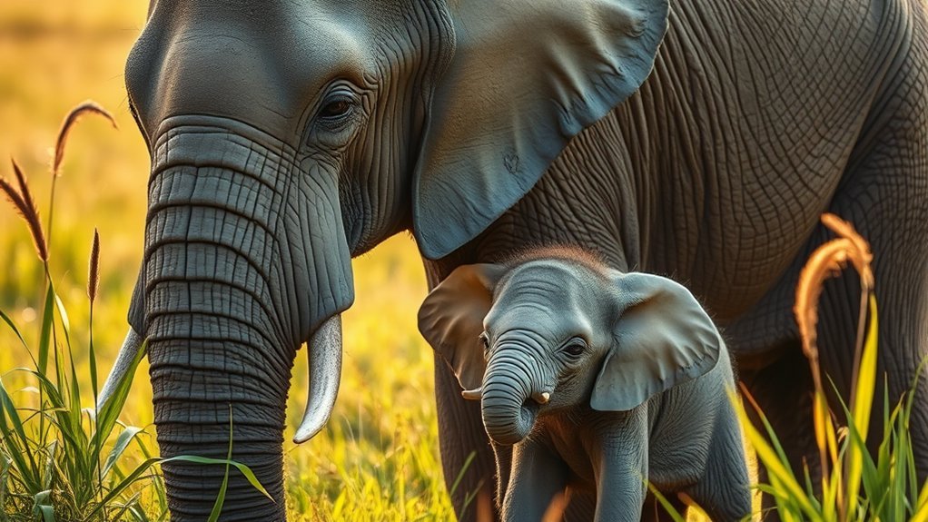 mother and baby elephants